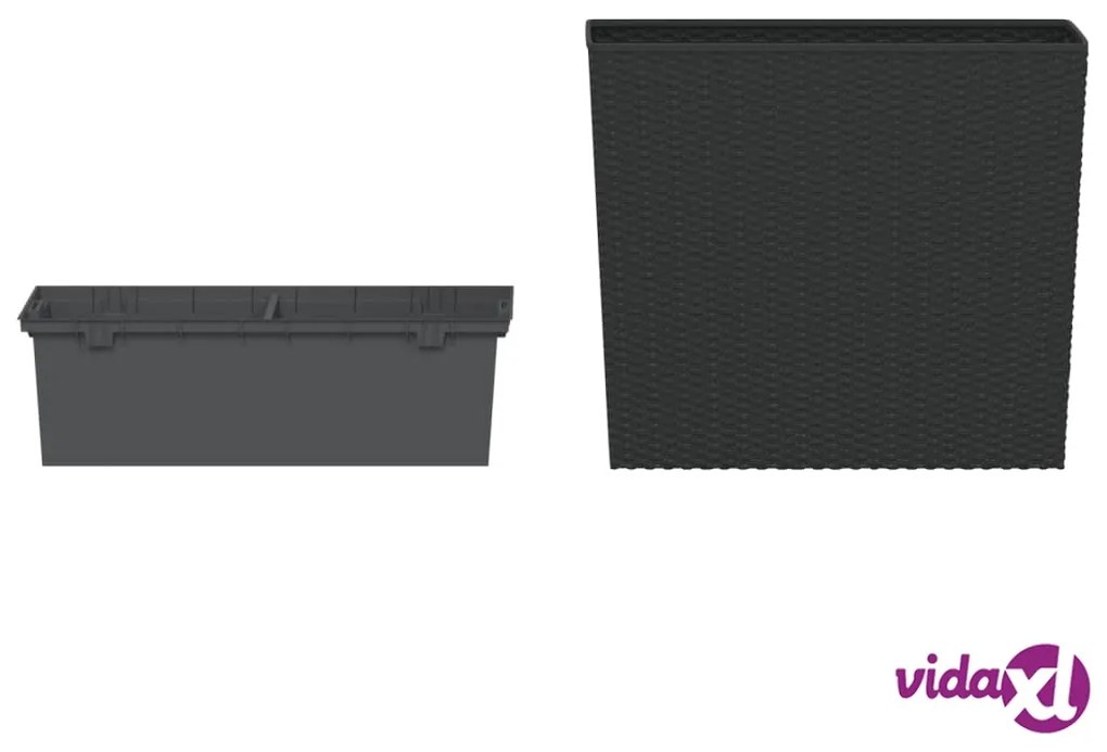 vidaXL Fioriera con Interno Rimovibile Antracite 12 / 44 L PP Rattan