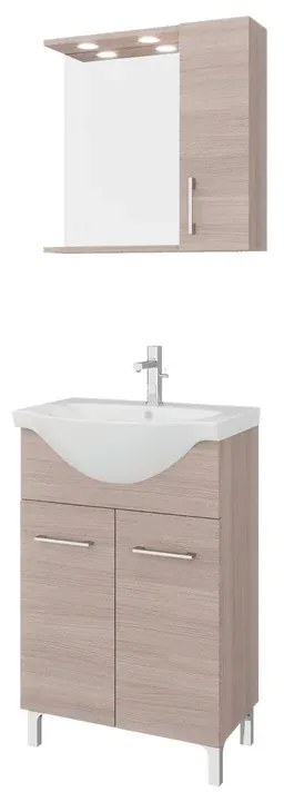Mobile sottolavabo e lavabo con sifone Symoa per vasca centrale legno naturale in truciolare L 55 x H 81.5 x P 50.5 cm, 2 ante