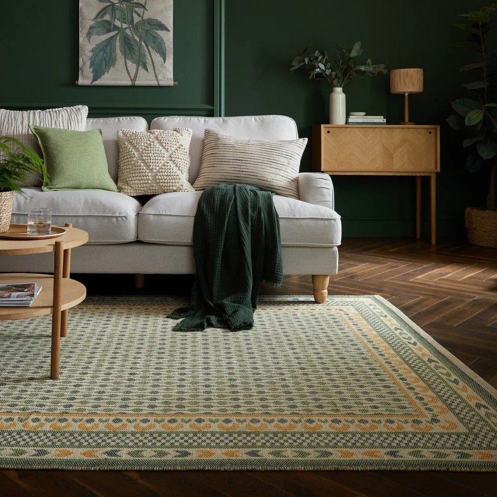 Tappeto verde in misto iuta 200x290 cm Mara Jute Border – Flair Rugs