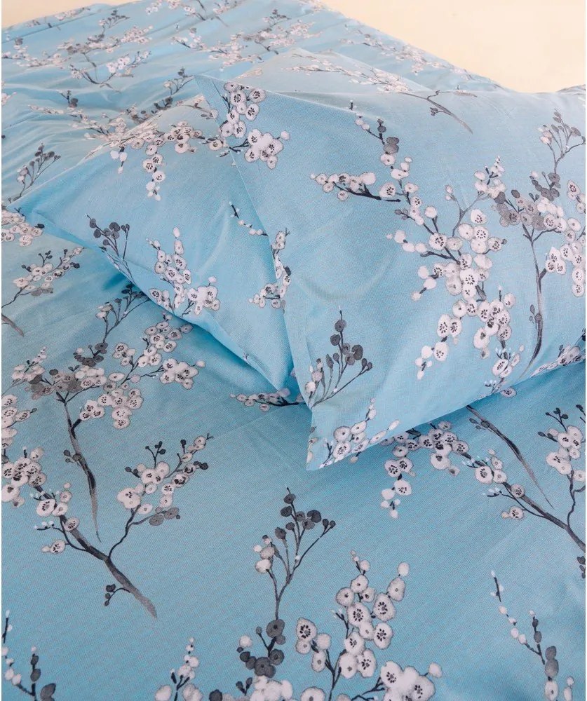 Set copripiumino e federa blu in cotone renforcé per letto matrimoniale ed esteso 240x220 cm Blue Floral – Mila Home Luxury