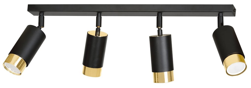 Lampada da Soffitto in Acciaio HIRO 4 Nero Cromo/Oro 4xGU10