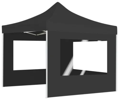 Gazebo Pieghevole con Pareti in Alluminio 3x3 m Antracite