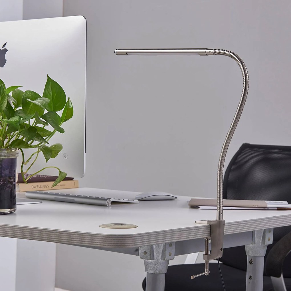 Lampada con morsetto LIONARD Lindby, Alluminio / Grigio / Zincato, Studio / Ufficio, Metallo, Moderno, Lampada con morsetto