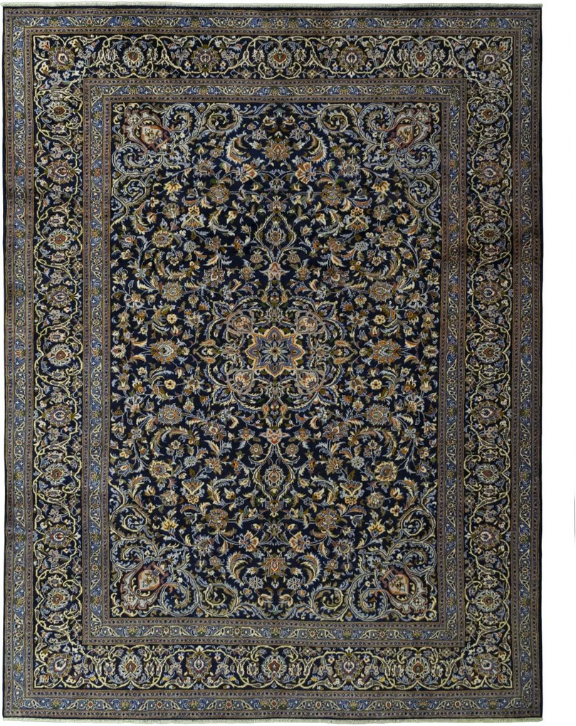 Kashan Tappeto persiano 390 x 300 Blu (Iran) Annodato A Mano