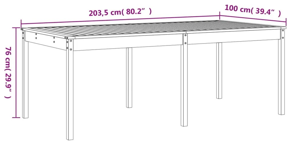 Set da Pranzo per Giardino 17pz Bianco Legno Massello di Pino