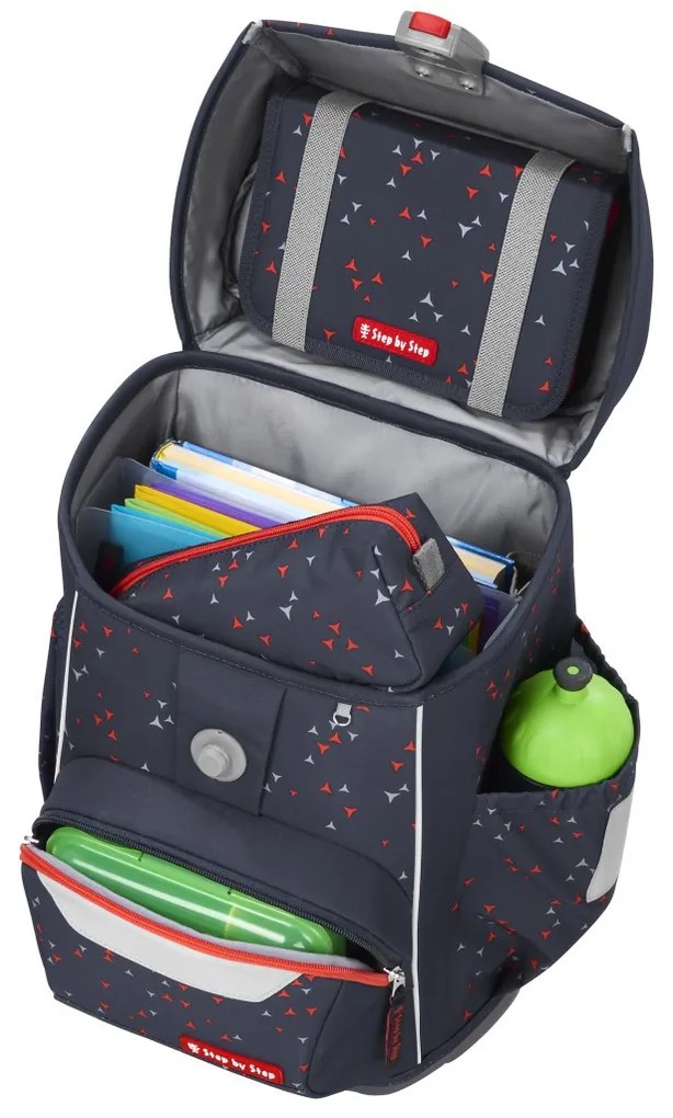 Zaino scuola Step by Step BASIS - set 4 pezzi, Anthrazit Triangles