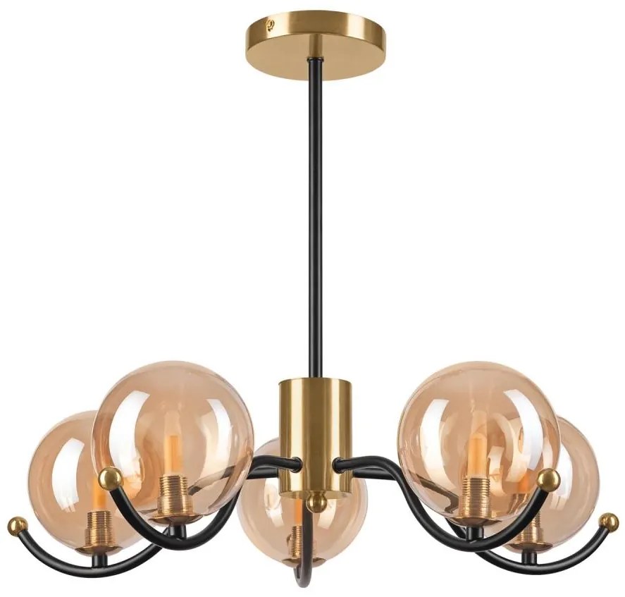 Lampadario a sospensione con supporto rigido GEORGIA 5xG9/5W/230V oro/fumé beige