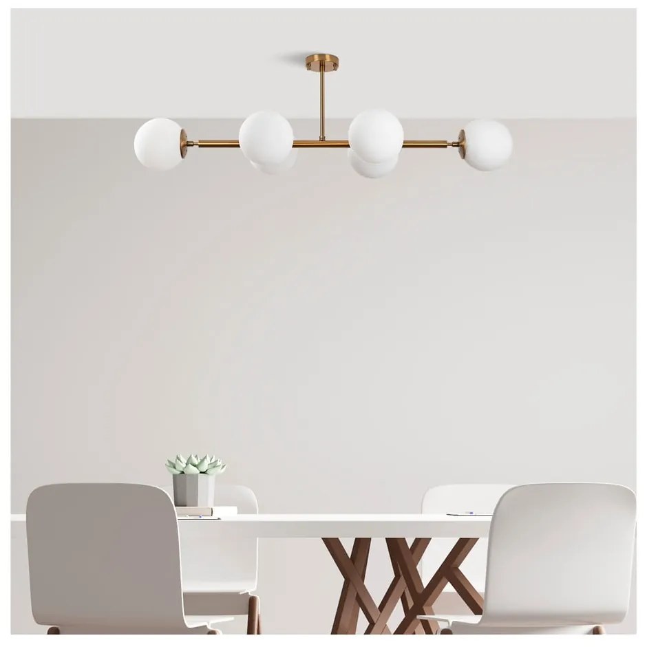 Plafoniera bianca/dorata con paralume in vetro 40x110 cm Fazli – Opviq lights