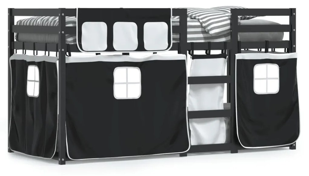 Letto A Castello Senza Materasso Bianco E Nero 90x190cm İn Pino /