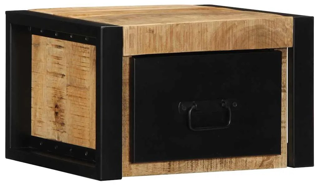 Comodino 40x35x25 Cm İn Legno Grezzo Massello Di Mango /