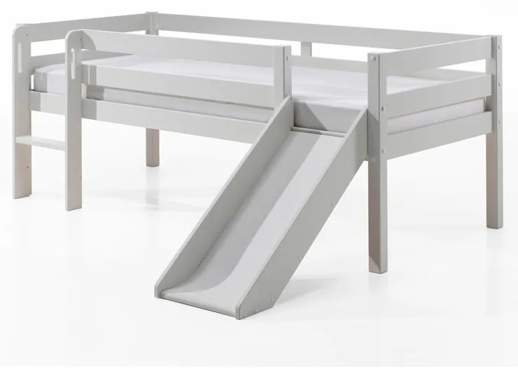 Letto rialzato per bambini bianco con scivolo , 90 x 200 cm Pino - Vipack