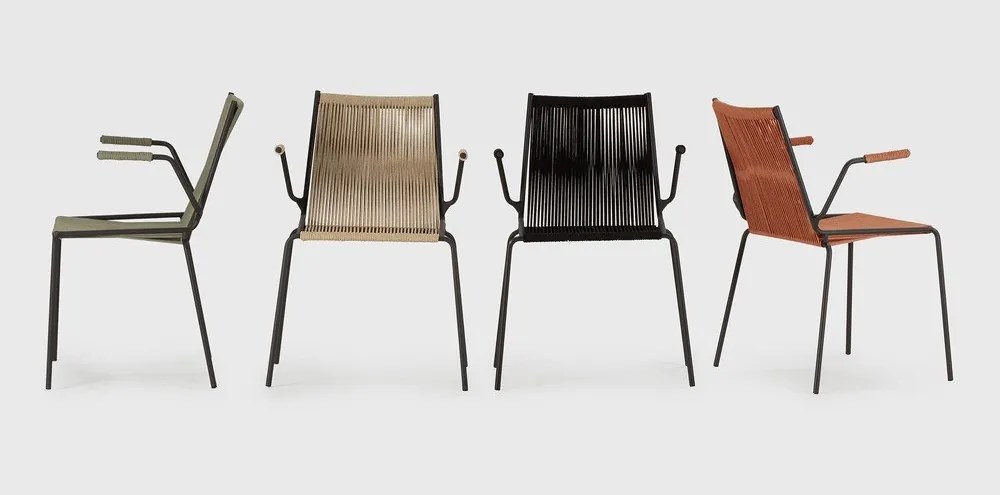 Sedie da pranzo in set color terracotta in metallo con braccioli/impilabili 2 pz Emily – Marckeric