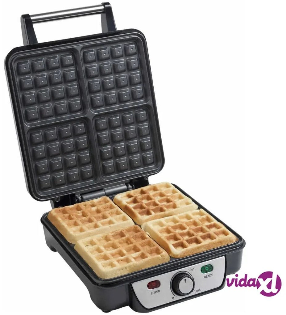 Bestron Piastra Waffle 1100 W Nero Argento Acciaio Inossidabile ASW281