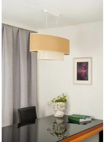 Duolla - Lampadario a sospensione con filo DOUBLE OVAL YUTE 2xE27/15W/230V marrone/color crema