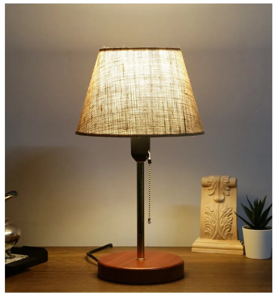 Lampada da tavolo beige con paralume in tessuto (altezza totale 14 cm) Mardin – Opviq lights