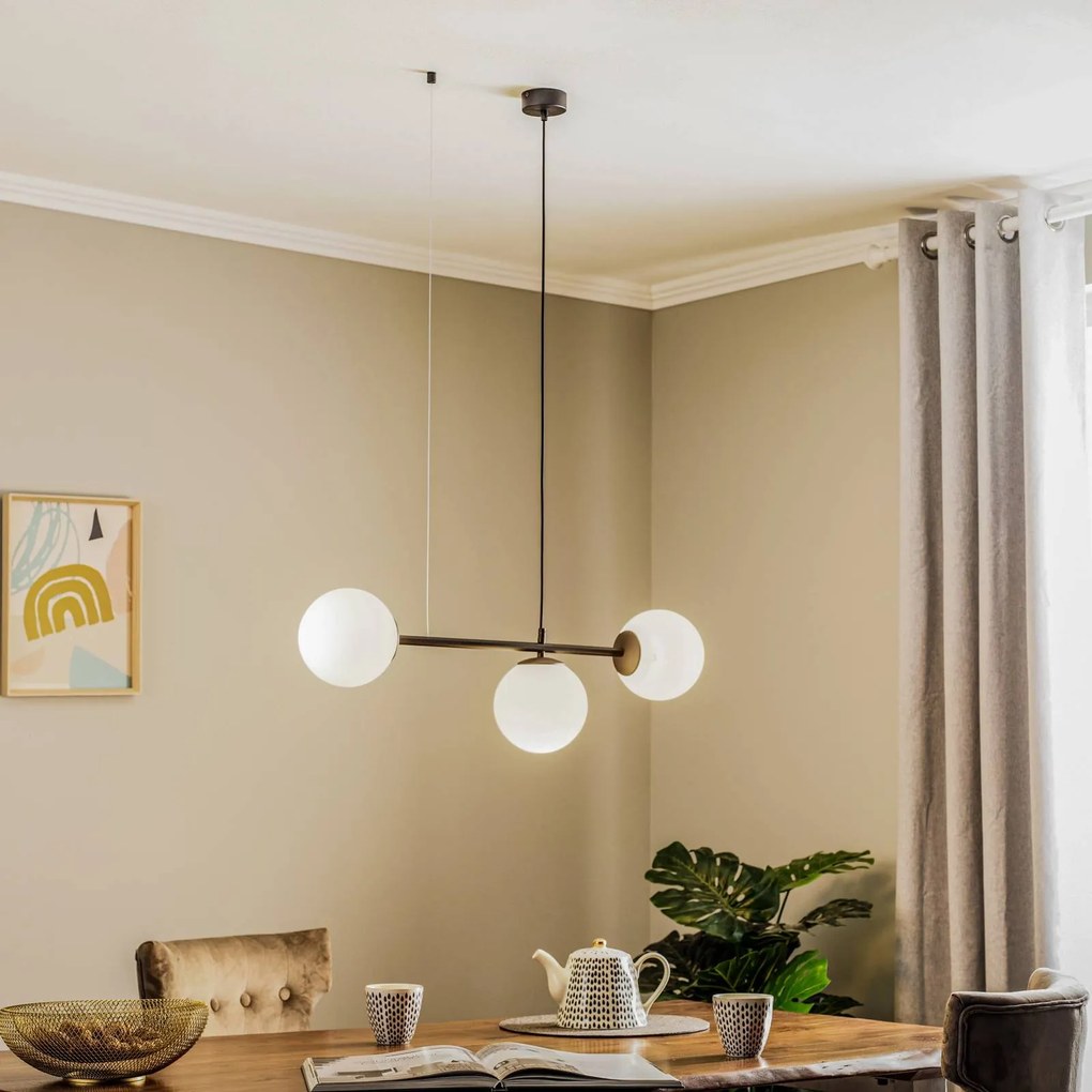 TK Lighting Lampada a sospensione Celeste con vetri sferici, 3 luci