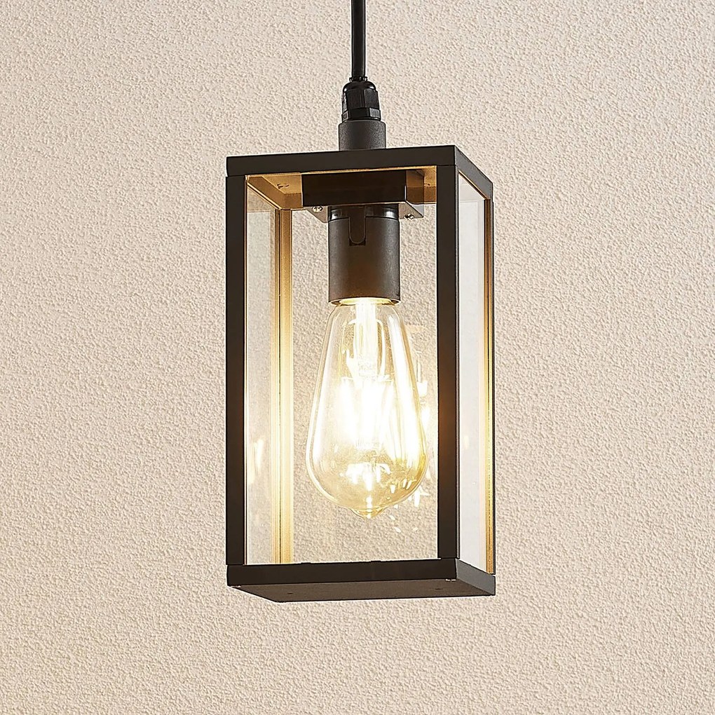 Lindby lampada a sospensione da esterno Filimon, antracite, 22 cm, IP44, E27 Filimon Lindby, dimmerabile, Nero, Alluminio, Moderno