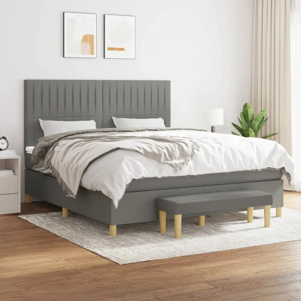 Giroletto A Molle Con Materasso Grigio Scuro 160x200 Cm Tessuto /