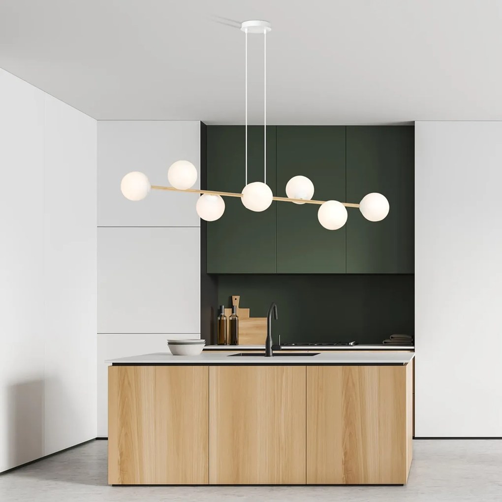 Lampadario a sospensione GRAVITY 8 Nero/Bianco e Oro 8xE14