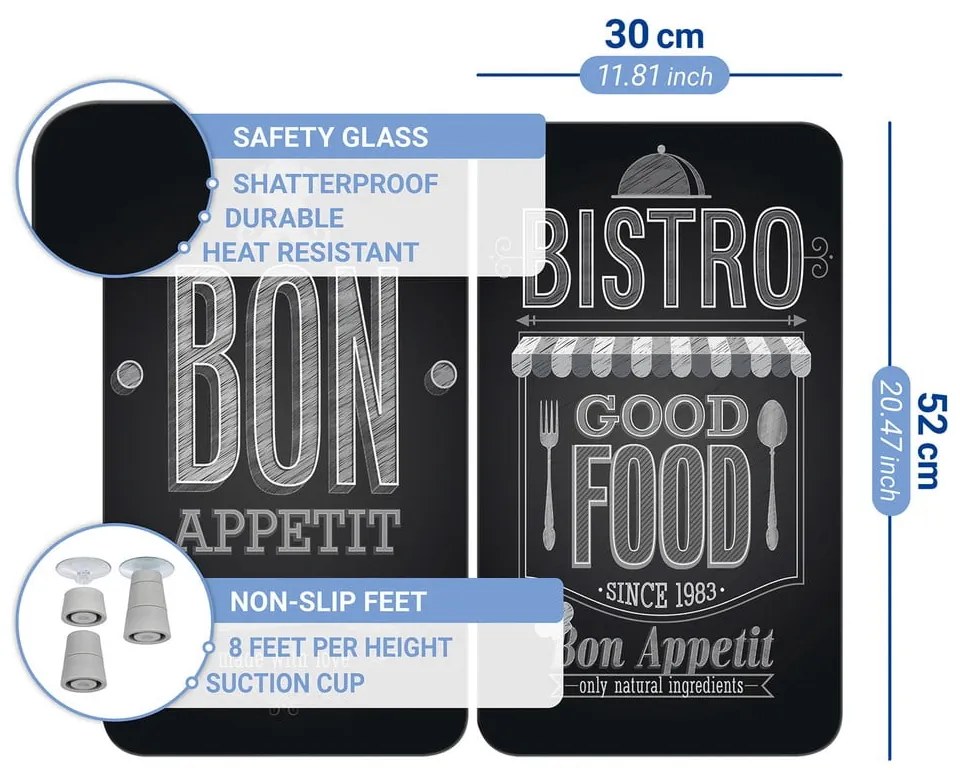 Set di 2 copri stufe in vetro, 52 x 30 cm Bon Appetit - Wenko