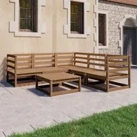 Set Divani da Giardino 6 pz Marrone Miele in Massello di Pino 3075732