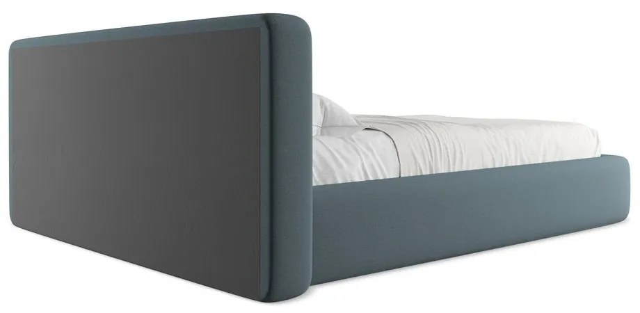 Letto matrimoniale imbottito blu con contenitore con griglia 160x200 cm Kiana - Makamii
