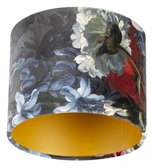 Paralume in velluto con design floreale 18/18/14 interno dorato