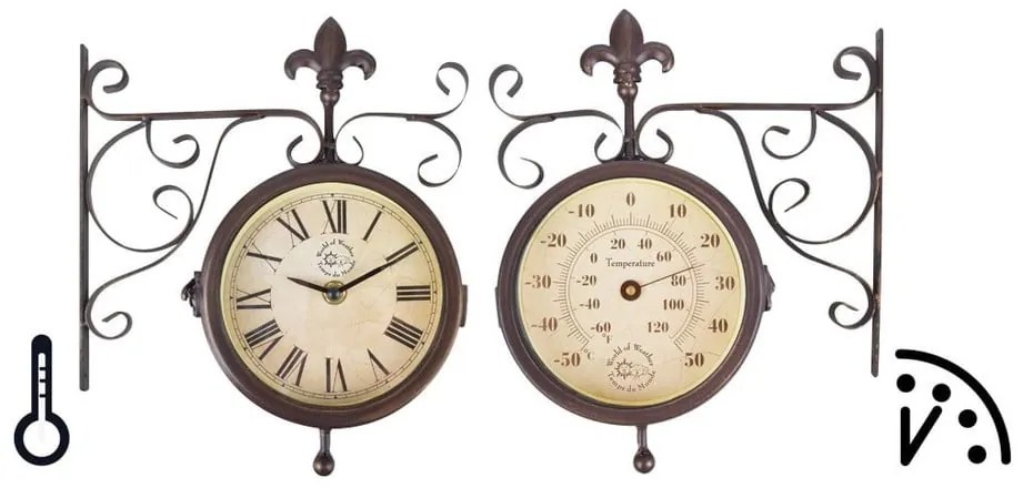 Orologio da parete per esterni con termometro Rustico - Esschert Design