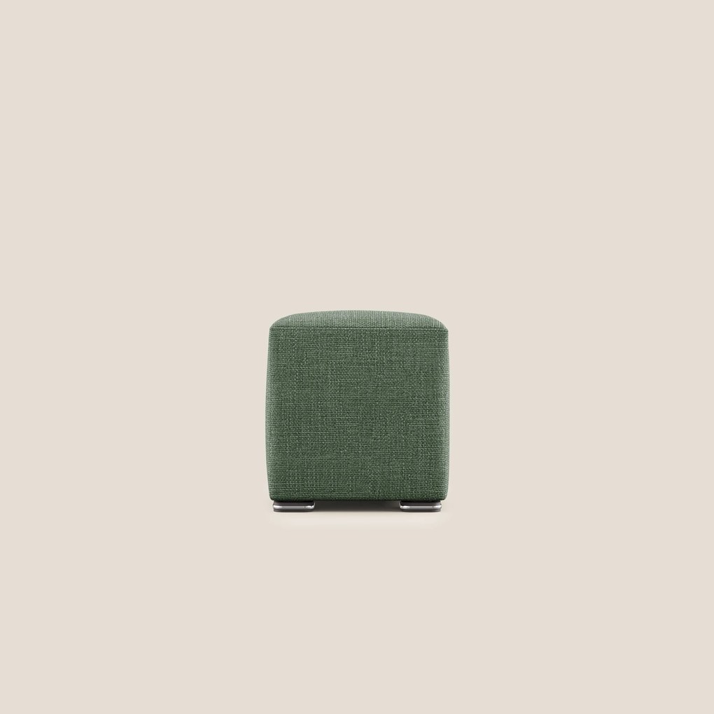 Cube pouf in morbido tessuto impermeabile ad intreccio melangiato T06 verde