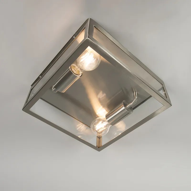 Lampada da soffitto da esterno quadrata moderna in acciaio 2 luci - Rotterdam