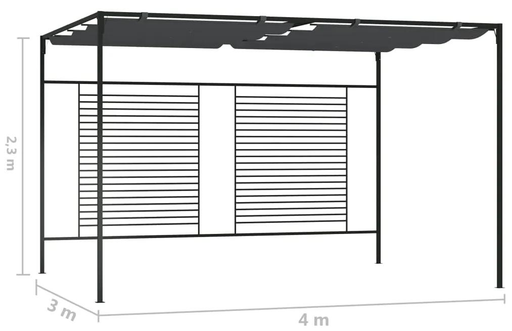 Gazebo con Tetto Retrattile 4x3x2,3 m Antracite 180 g/m²