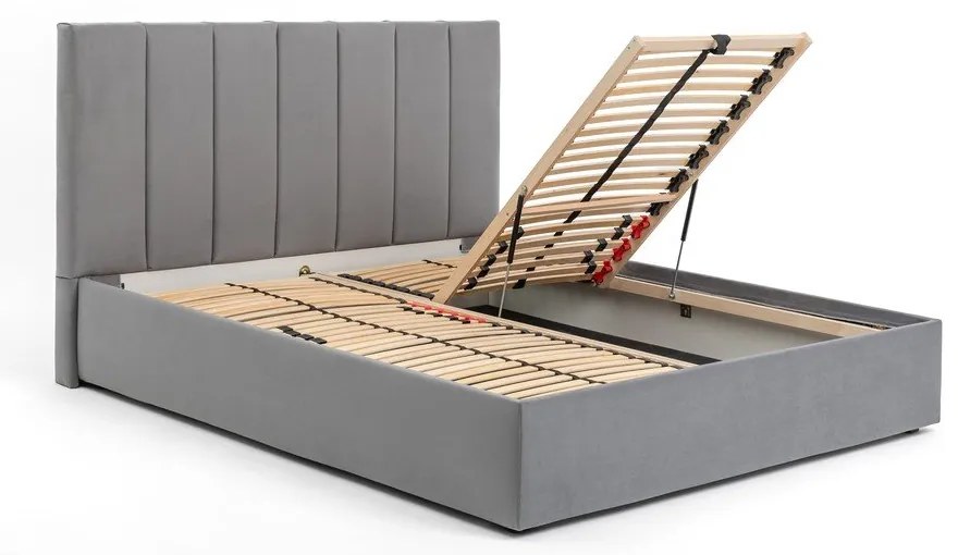 Letto matrimoniale imbottito grigio con contenitore con rete inclusa 180x200 cm Thessa Bold Line – Bonami Selection