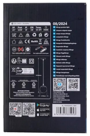 Aigostar - LED RGBW Lampadario dimmerabile a sospensione con filo MESH LED/8W/230V + +TC