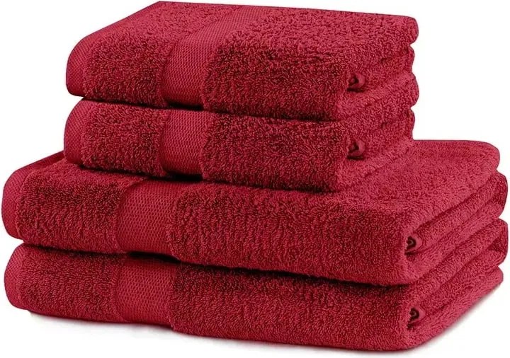 Asciugamani e teli da bagno in spugna di cotone rosso in un set di 4 pezzi Marina - DecoKing