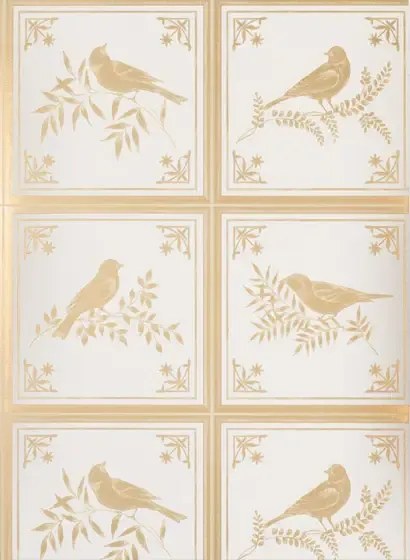 Nina Campbell Carta da parati Fortoiseau - Ivory/ Gold