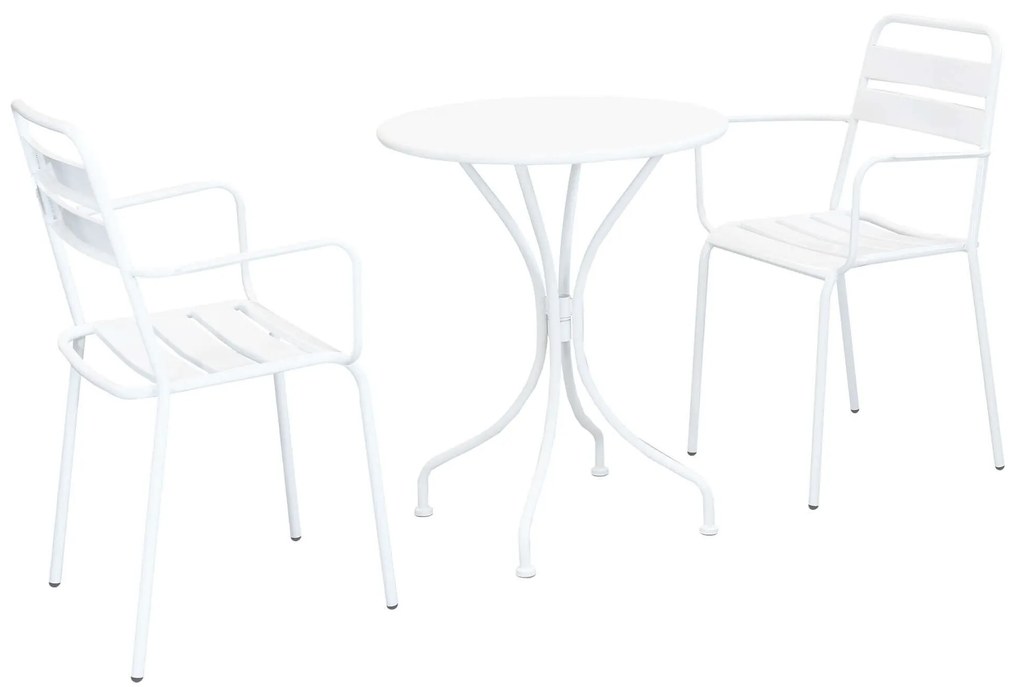 ROMANUS - set tavolo in metallo cm Ø 60 x 71h con 2 poltrone Romanus