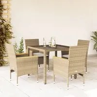 Set da Pranzo da Giardino 5 pz con Cuscini Polyrattan e Vetro 3278658