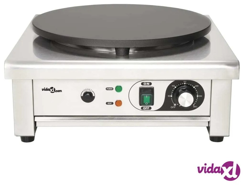 vidaXL Piastra Elettrica per Crepes con Vassoio Estraibile 40 cm 3000 W