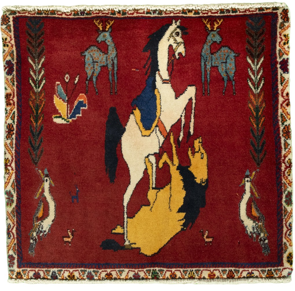 Shiraz Tappeto persiano 70x60 Rosso (Iran) Annodato A Mano
