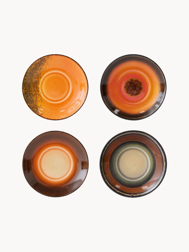 Set di 4 piattini fatti a mano con smalto reattivo 70's