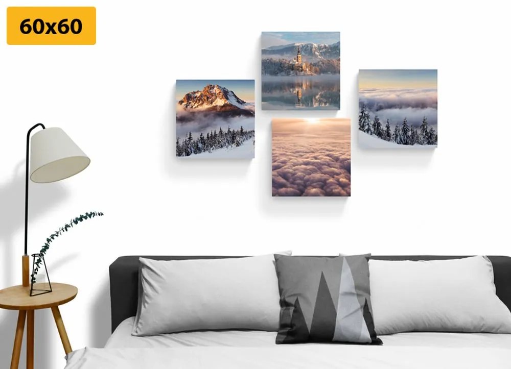 Set di quadri – Natura invernale con nuvole