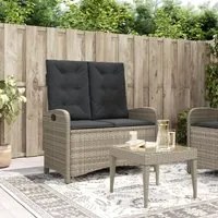 Panca Reclinabile Giardino con Cuscini Grigio Chiaro Polyrattan 368221