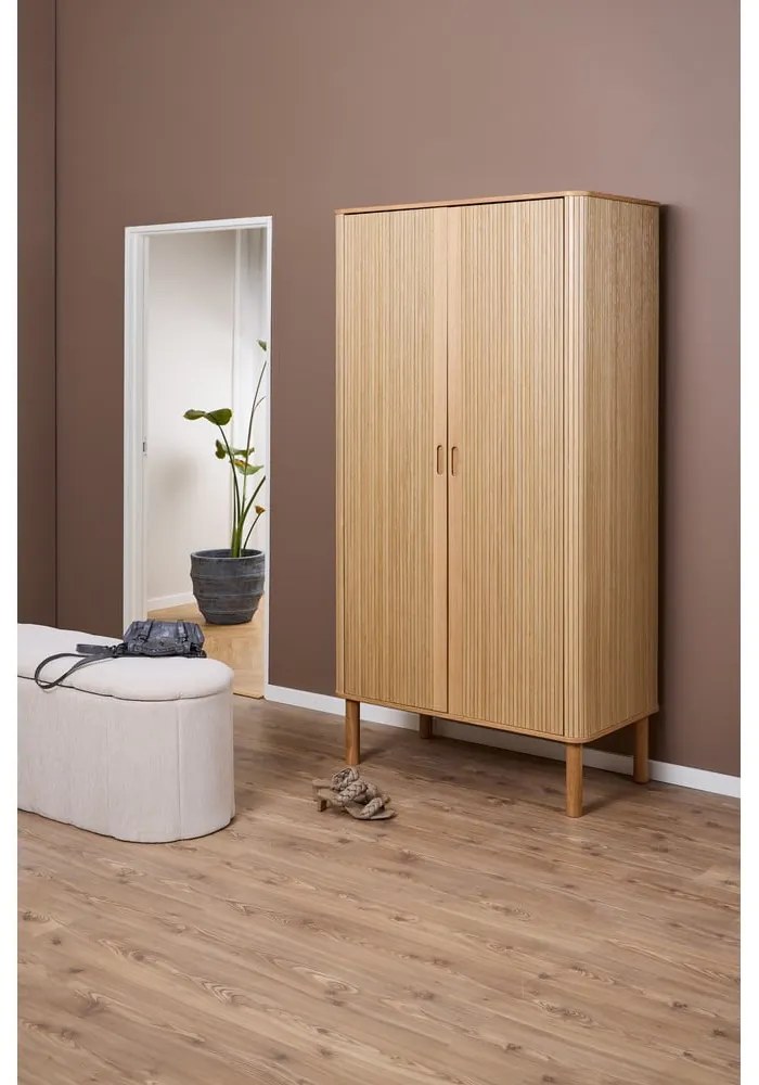 Armadio effetto rovere in colore naturale 100x200x55 cm Langley - Actona