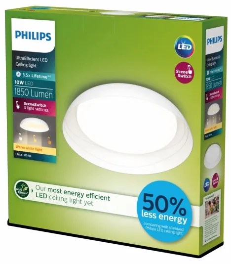 Philips FLETA LED 10W 230V 2700K lampada da soffitto dimmerabile bianca