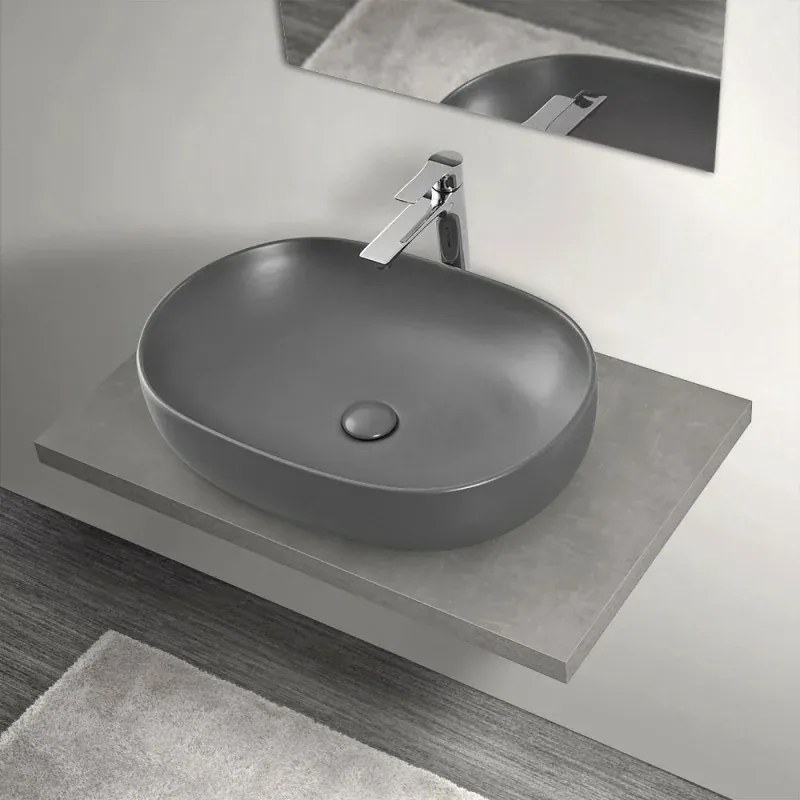 Mensola porta lavabo grigio cemento per lavabi da appoggio da 80 cm serie Master