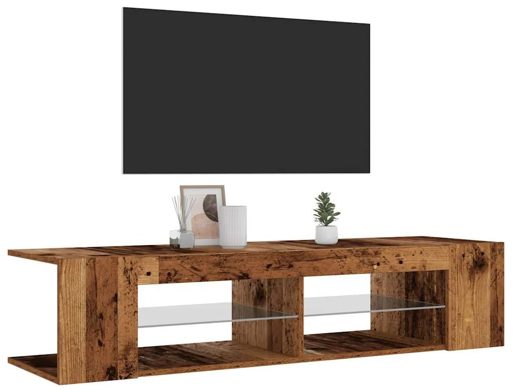 Mobile porta tv con led legno antico 135x39x30 cm truciolato