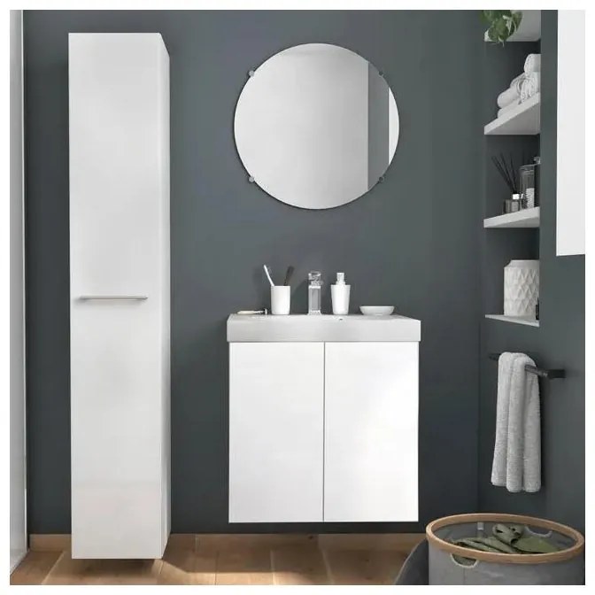 Mobile sottolavabo e lavabo Remix bianco matt L 60 x H 57.7 x P 33 cm 1 vasca, 2 ante 2 cassetti