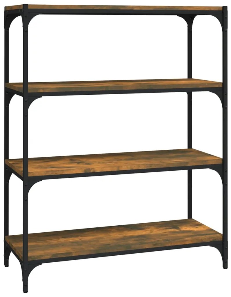 Libreria rovere fumo 80x33x100 cm legno multistrato e acciaio