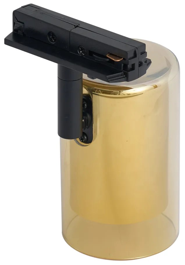 Faretto moderno oro con vetro ambrato per sistema di illuminazione a binario monofase - Iconic Lloyd