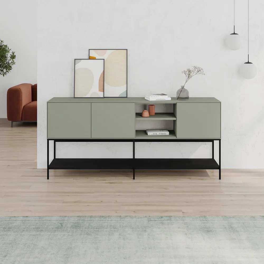 Cassettiera verde-nera 180x80x40 cm Amira - Marckeric